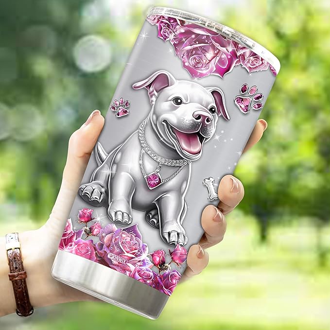 Personalized Pitbull Gifts for Women Insulated Stainless Steel Coffee Mug Tumbler Water Bottle for Pitbulls Owners, Lovers, Wife, Daughter, Christmas, Birthday, Mother's Day, Valentine - Bloomnest