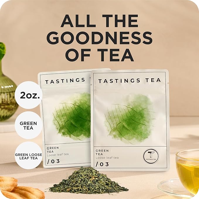 Tastings Tea Green Tea - 2.75 oz Loose Leaf | Enhanced Focus & Mental Clarity | Practice Mindfulness - Bloomnest