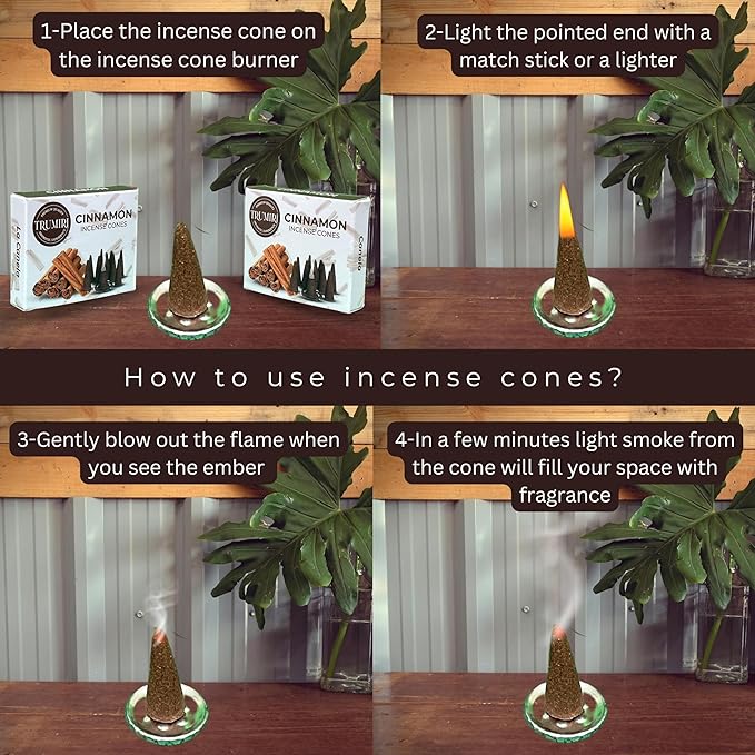 TRUMIRI Cinnamon Incense Cones - Total 20 Cone Incense - Dual Pack of 10 Insence Cones - Incense Cones Scented - Cone Incense Scents - Insense Cones - Incent Cone TRUMIRI