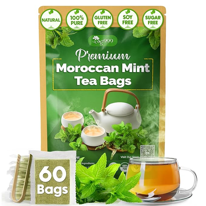 TOG999, Premium Moroccan Mint Green Tea | 60 Tea bags | Traditional Green Tea with Spearmint – Refreshing Flavor, Premium Quality Herbal Blend. Gluten-Free. Vegan - Bloomnest