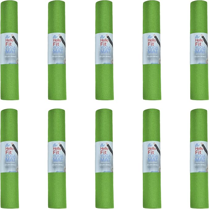 Hello Fit 10-Pack Yoga Mat, 68" x 24" Non Slip Exercise Mat, 4mm Thick Gym Mat for Fitness and Stretching, Bulk Non Toxic Yoga Mats for Schools and Studios - Bloomnest