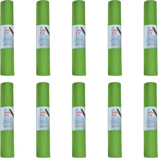 Hello Fit 10-Pack Yoga Mat, 68" x 24" Non Slip Exercise Mat, 4mm Thick Gym Mat for Fitness and Stretching, Bulk Non Toxic Yoga Mats for Schools and Studios - Bloomnest