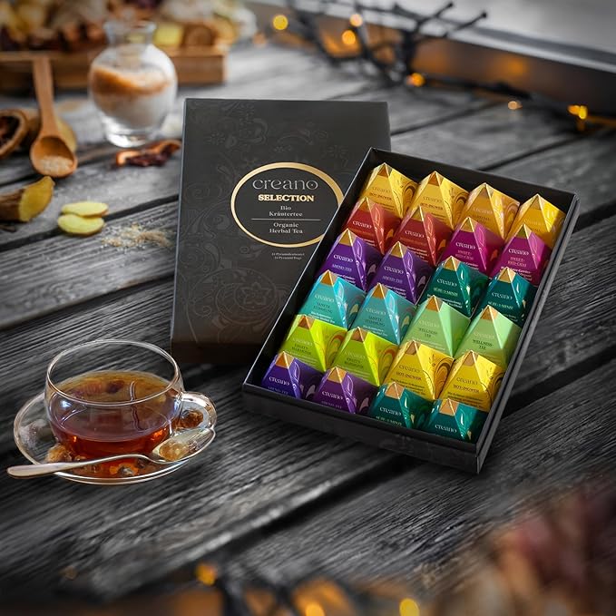 Creano Organic Herbal Tea Gift Set "Organic Herbal Tea" – 24 Pyramid Tea Bags in 9 Different Varieties – 60 g* - Bloomnest