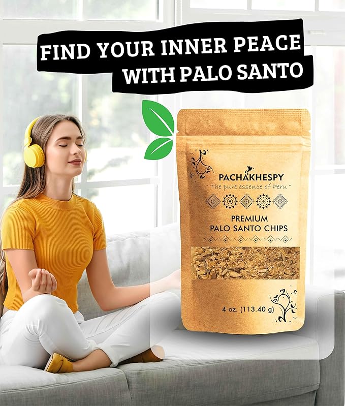 Palo Santo Incense Chips 4 oz 100% Natural Premium Incense Holy Wood Peruvian for Cleansing Relaxation Home Aroma Ethically Sourced Wild Harvested Enhance Your Yoga & Spiritual Practices Wood Chips PACHAKHESPY