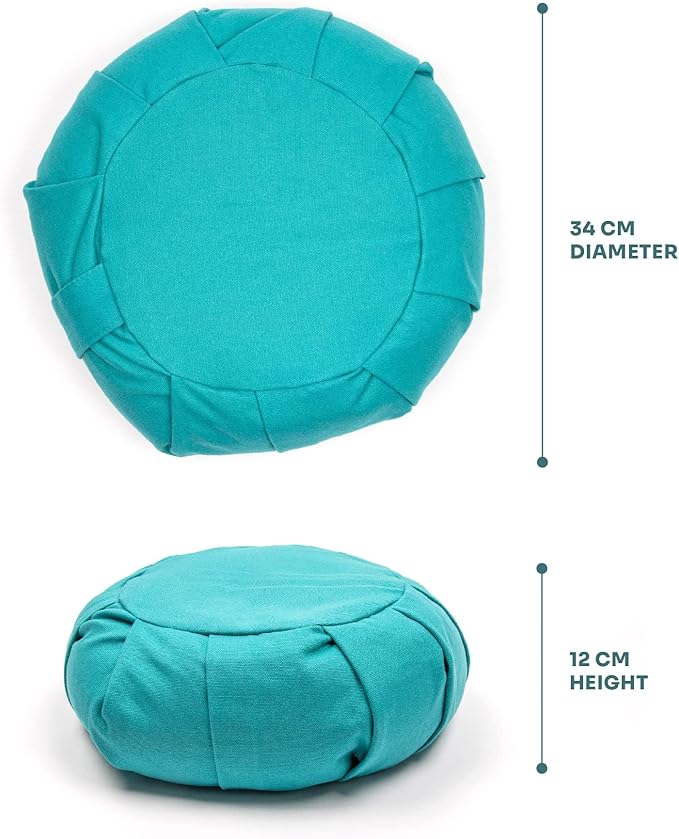 Myga Zafu Yoga Meditation Cushion with Washable Cover - Floor Cushion Pillow with Natural Buckwheat Filling - Soft Round Cotton Design for Meditating or Pranayama Exercises - Bloomnest