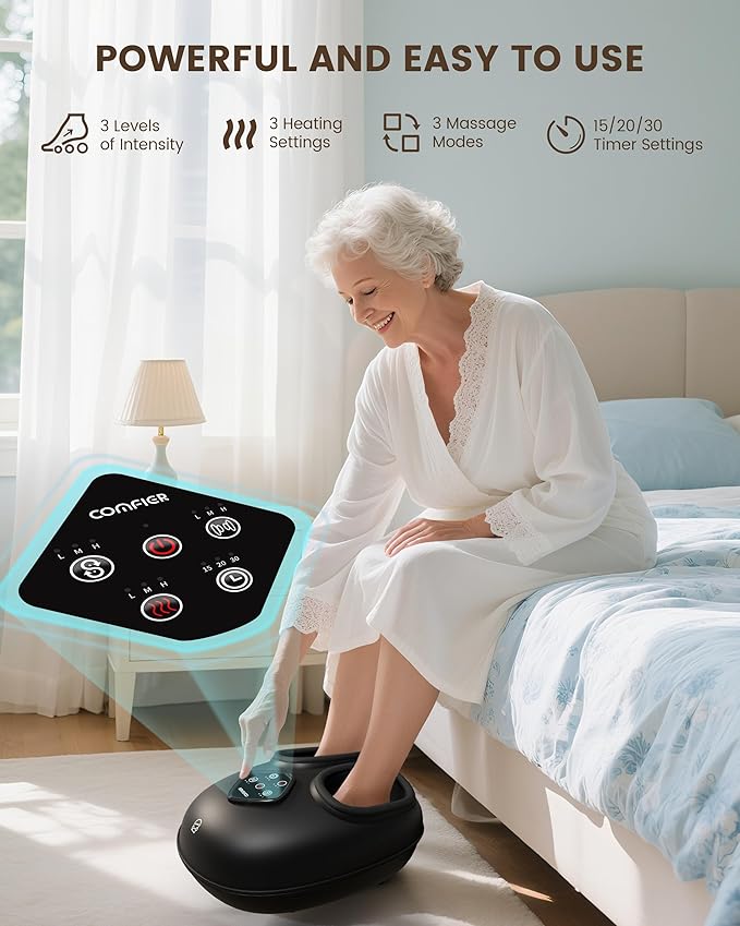 COMFIER Shiatsu Foot Massager with Heat, Electric Foot Massager for Neuropathy,Rolling Compression,Plantar Fasciitis Relief,Extra Large Foot Up to Size 14,Gift for Women/Men - Bloomnest