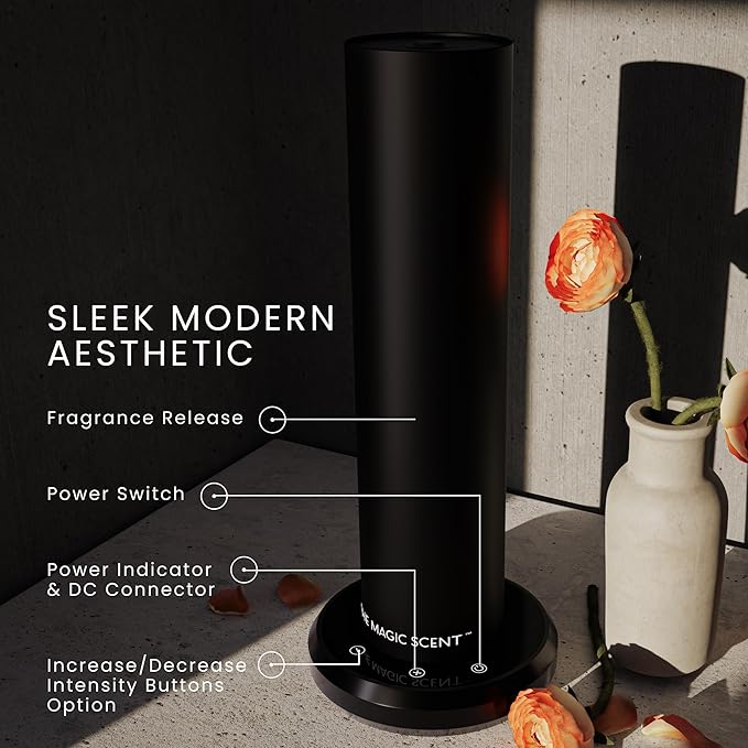 The Magic Scent Bluetooth Tower Diffuser Home & Office - Smart Ultra-Quiet for Home & Hotel - Waterless Cold-Air Programmable Professional Diffuser Machine - Essential Aroma Oil Included - Bloomnest