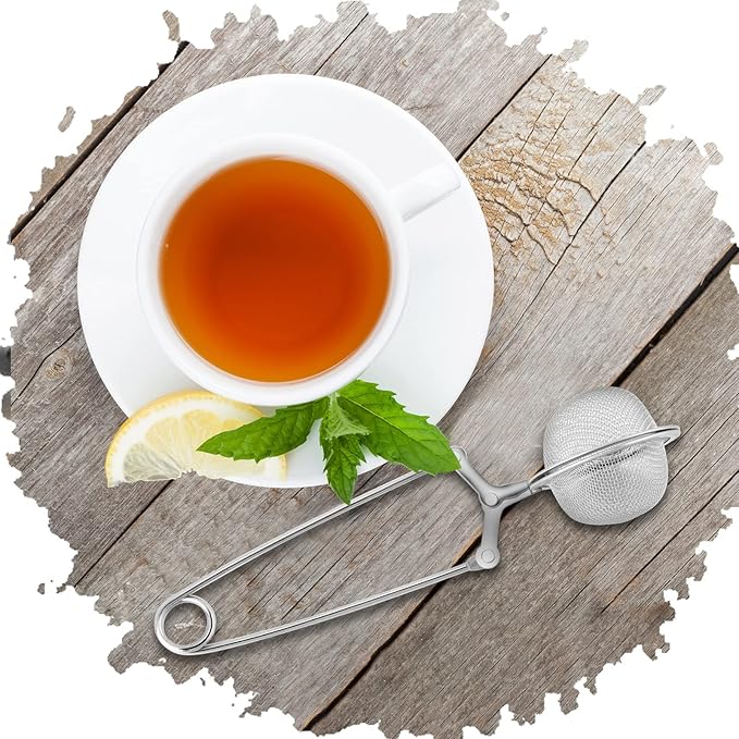 Yinder Loose Leaf Tea Infuser Stainless Steel Mesh Snap Tea Ball Strainers with Handle Metal(Silver)