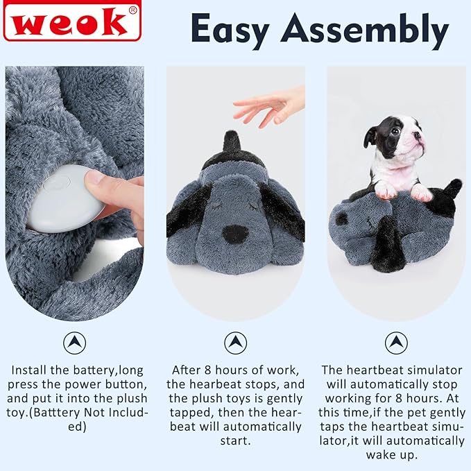Heartbeat Dog Toy for Puppy- Heartbeat Helps for Dog Anxiety Relief and Calming Aid, Puppy Heartbeat Stuffed Animal Anxiety Calming Behavioral Aid Puppy Heartbeat Toy Sleep aid for Dogs Cats Pets - Bloomnest