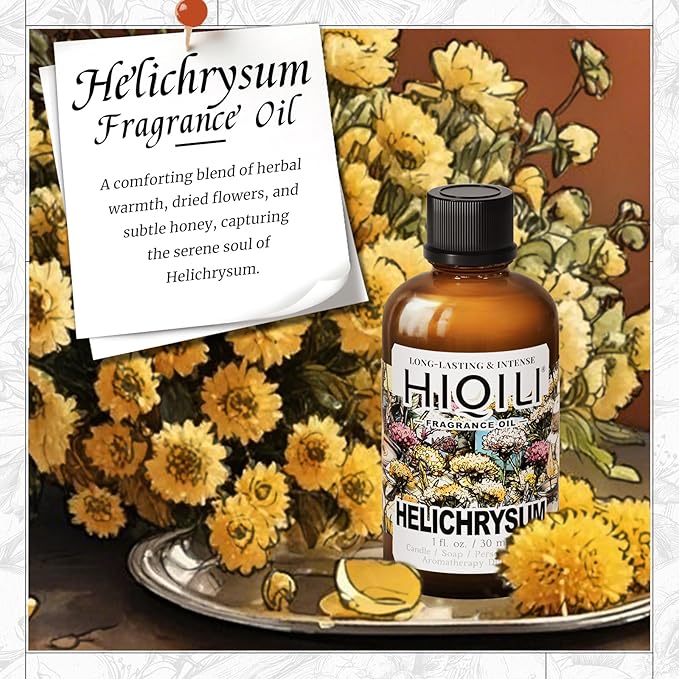 HIQILI Helichrysum Fragrance Oil for Home Diffuser, Floral Scents for Candle, Soap and Perfume Making, Blend to Body Lotion & Moisturizer - 1 Fl Oz - Bloomnest