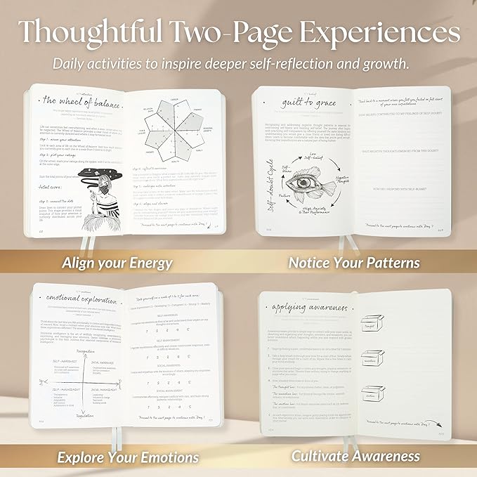 Guided Journal for Women Gift Set | 13-Week Self-Reflection & Mindfulness Practice for Self-Care, Gratitude & Personal Growth | Daily Prompts & Exercises | Brass Pen | A5 Vegan Leather | Elegant Gift Box | Her Vibe SimplyZen