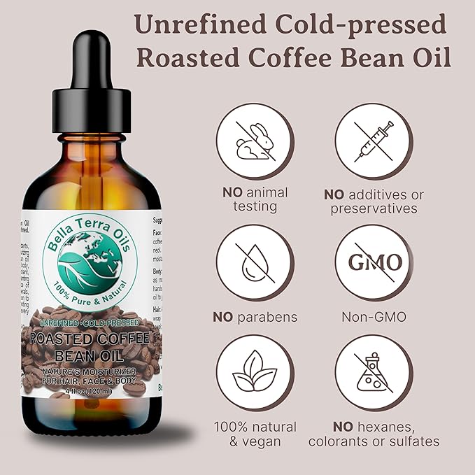 Bella Terra Oils - Roasted Coffee Bean Oil 4 oz - Dive into The Heart of Coffee Extract, Boosted with Essential Fatty Acids, A Luxurious Experience - Bloomnest