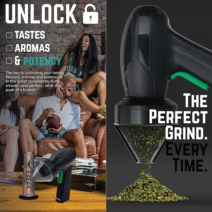 Mamba Monster 3.5g Black USB Electric Herb Grinder. Large Capacity Portable Metal Herbal Machine & Spice Mill for the Kitchen - Bloomnest