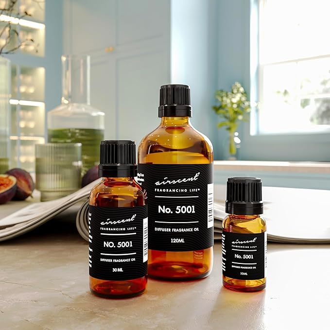 AirScent Baccarat Rouge Inspired Diffuser Oil - Perfume Dupe - Premium Fragrance Oil No. 5001 for Ultrasonic and Waterless Diffusers and Crafting - 10 mL, 0.34 fl oz Glass Dropper Bottle - Bloomnest