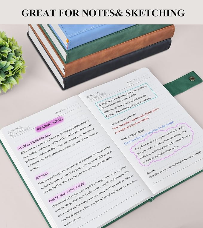 365 Page Thick Lined Journal Notebook for Men Women, B5 Large Leather Journals for Writing, Hardcover Notebooks for Work, School, Note Taking, Business, Travel Diary, College Ruled 7.6" x 10" - Bloomnest