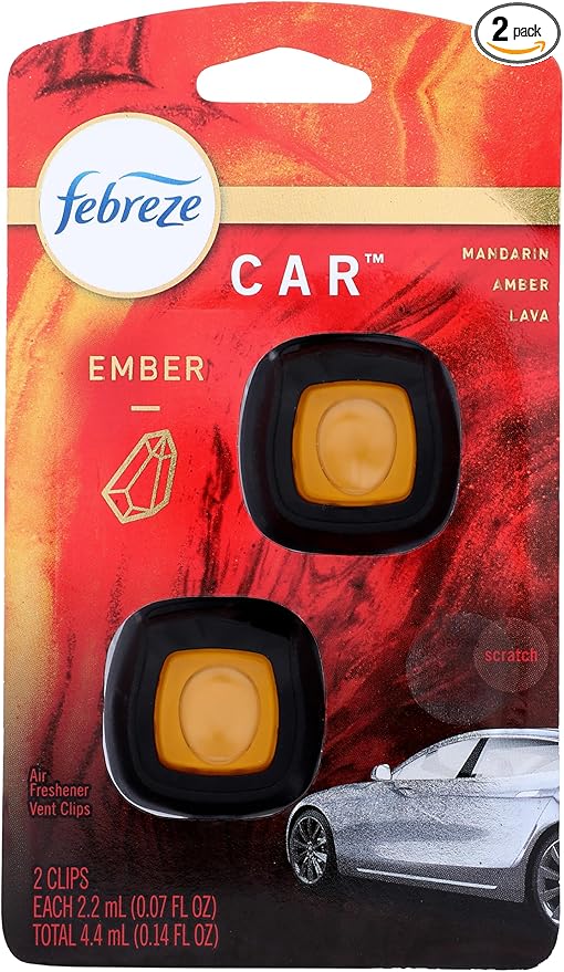 Febreze AUTO Air Freshener Vent Clip Ember, 07 oz. Car Vent Clip, Pack of 2 (EMBER) - Bloomnest