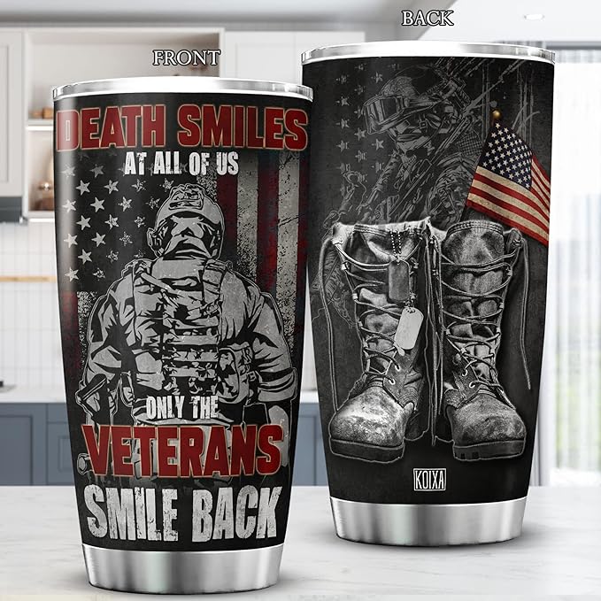 Veterans Day Gifts For Men Husband Stainless Steel Travel Cup With Lid 20oz Veteran Coffee Tumbler Inspiration Gifts Soldier Army Military Gift Ideas Cool Things For Veterans - Bloomnest