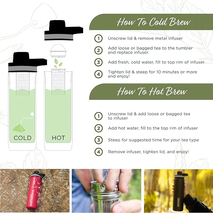 The Tea Spot Steepware Tea Tumbler and Thermos, 22oz, Tea Bottle with tea infuser for loose leaf tea or iced coffee, Sleek Double Wall Tumbler & Insulated Travel Bottle - Black - Bloomnest