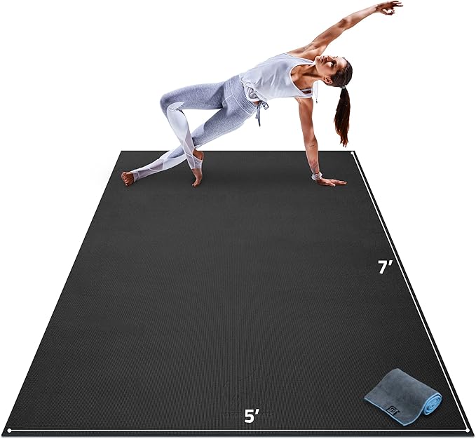 Gorilla Mats Premium Large Yoga Mat – 7' x 5' x 8mm Extra Thick & Ultra Comfortable, Non-Slip Barefoot Exercise Mat – Works Great on Any Floor for Stretching, Cardio or Home Workouts - Bloomnest