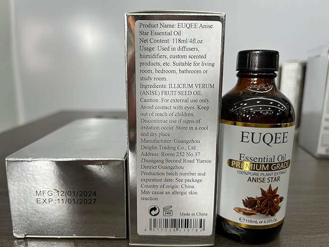 EUQEE Anise Star Essential Oil 4oz / 118ML Large Capacity Anise Star Oil Pure & Premium Fragrance Essential Oil with Glass Dropper for Candle Soap Making, Diffusers - Bloomnest