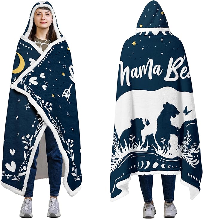 GEEMBI Birthday Gifts for Mom from Daughter or Son - Blue Mama Wearable Blanket Hoodie 47x72 in - Birthday Gifts for Women, Gift for Mother in Law, Mama Gift Ideas, Blanket for Mom - Bloomnest