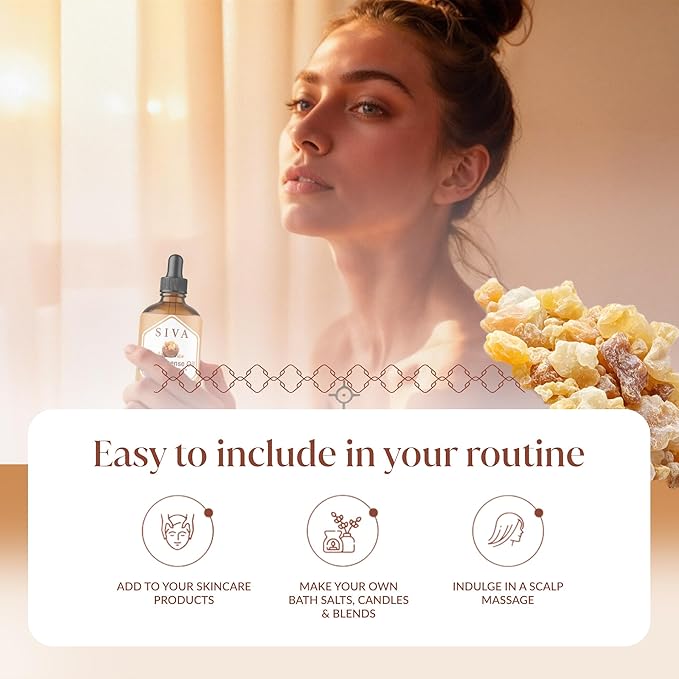 Siva Frankincense Essential Oil - 4 Fl Oz – 100% Natural Boswellia Serrata Oil - for Diffuser, Face, Skin Care, Aromatherapy, Hair Care, Scalp and Body Massage - with Dropper - Bloomnest