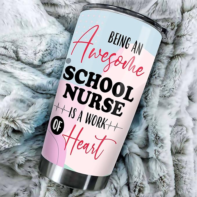 Stainless Steel 20oz Tumbler, Funny School Nurse Appreciation Gifts - Bulk For Birthday, Christmas, Nurses Day Gifts For Women, Men - Coffee Cup - Bloomnest