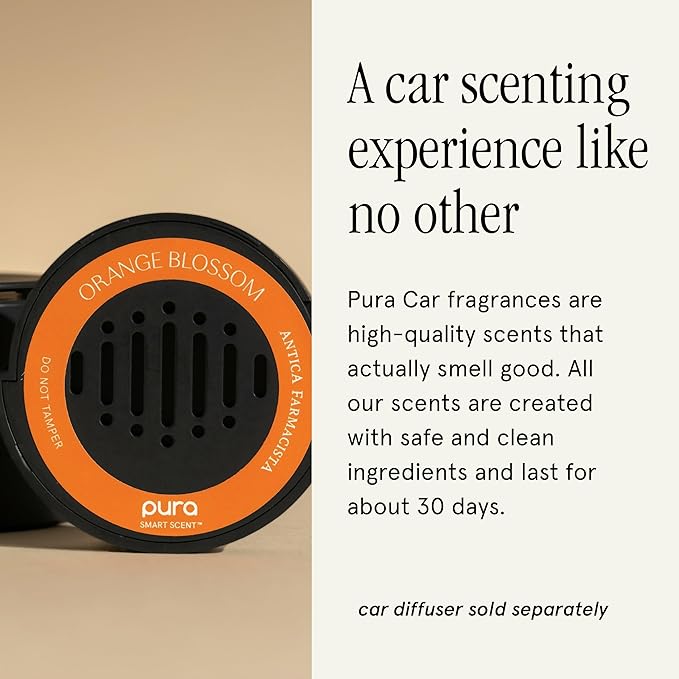 Pura Car Scent Refill - Fragrance for Pura Car Diffuser - Clean & Safe Luxury Diffuser Scent - Long-Lasting Fragrance for 30 Days of Aroma - Spring & Summer Household Essential - Orange Blossom - Bloomnest
