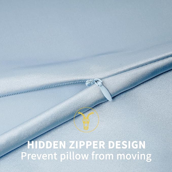 ZIMASILK 100% Pure Mulberry Silk Pillowcase for Hair and Skin Health,Soft and Smooth,Both Sides Premium Grade 6A Silk,600 Thread Count,with Hidden Zipper,1pc (King 20''x36'',Light Blue) - Bloomnest