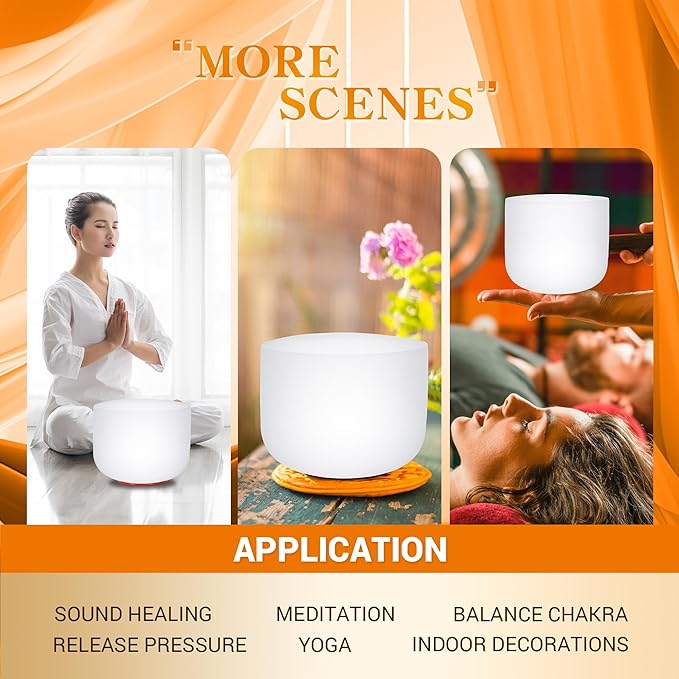 SOLSHINE Crystal Singing Bowl 432HZ 8inches F Heart Chakras with Crystal Striker and O-ring for Mediatation for Sound Healing Meditation Yoga - Bloomnest