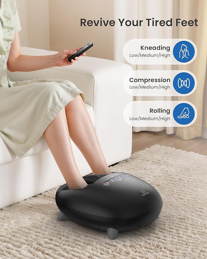 COMFIER Foot Massager with Heat,Shiatsu Foot Massager with Dual Heating,3 Kneading & 3 Compression,Heated Feet Massage for Plantar Fasciitis, Fits Up to Size 14,Gifts for Women Men - Bloomnest
