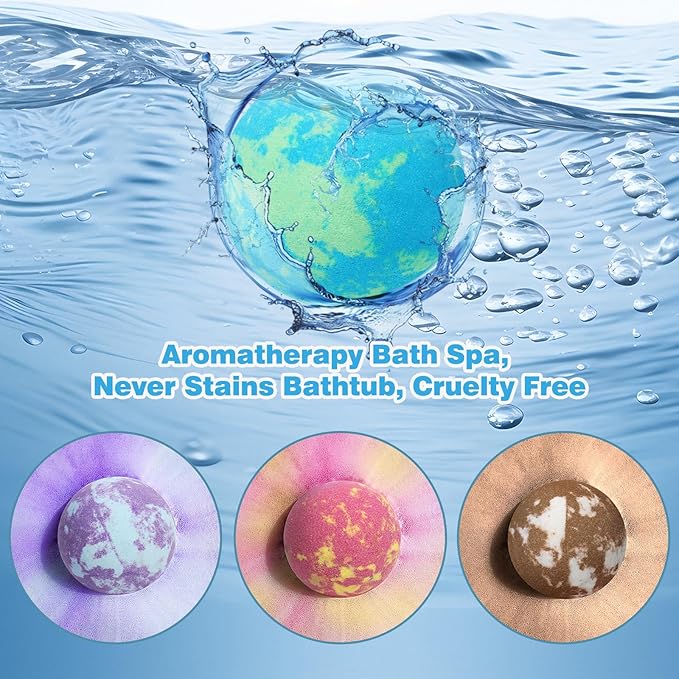Bath Bombs for Men, 8 Pack Organic Bath Bombs Set with Natural Essential Oils, Relaxing Gifts for Men & Women, Father's Day Birthday Easter Gift for Husband Boyfriend - Bloomnest