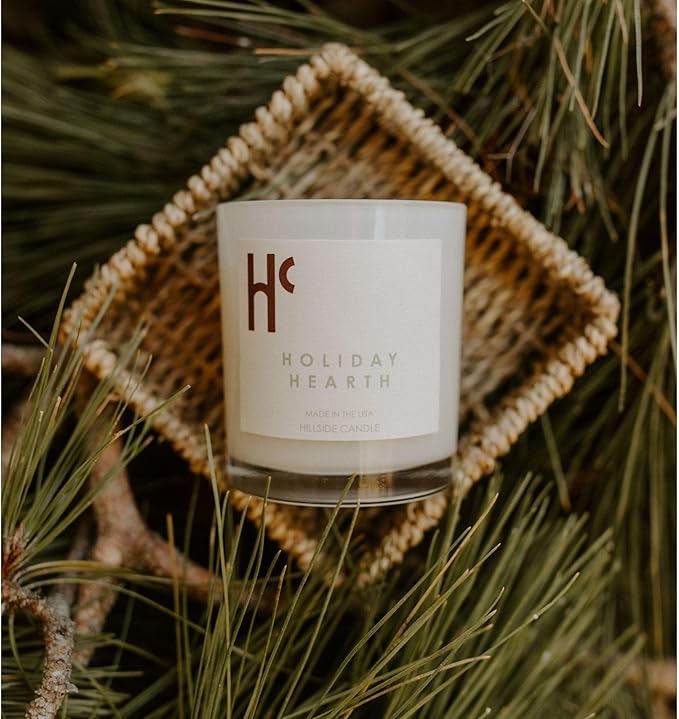 Holiday Hearth Single Wick Soy Candles, Luxury Scented Candles for Home - Up to 60 Hour Burn Time, Cruelty-Free Soy Wax Blend - Frosted Sugar Plum & Cinnamon Fragrance (9 oz) - Bloomnest
