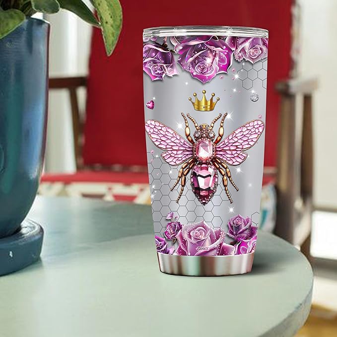 Personalized Queen Bee Gifts for Women Insulated 20oz Stainless Steel Gift for Girls, Wife, Daughter Bee Lovers, Water Bottle, Travel Cups Tumblers Christmas Birthday Mother's Day Valentine - Bloomnest
