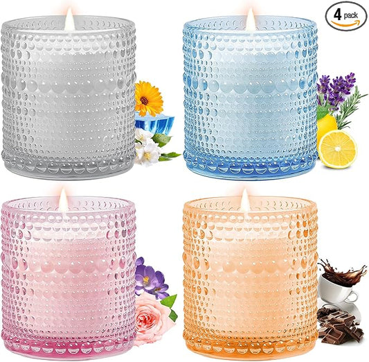 4 Pack Scented Candle for Home, Mother's Day Gifts, Soy Wax Candles, 50 Hour Long Burn Time - Glacier, Black Phalaenopsis, Hot Cocoa, Bulgarian Rose - Bloomnest