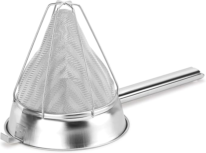 New Star Foodservice 38071 Stainless Steel Reinforced Bouillon Strainer, 8-Inch - Bloomnest