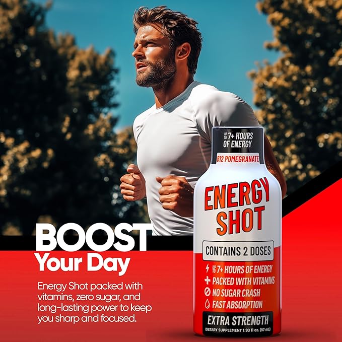 B12 Açaí Pomegranate Extra Strength Energy Shot 10 pk – 260mg Natural Caffeine B12 B6 – Energy & Vitality Support – 2 Servings Sugar Free Zero Calorie Green Tea B-Vitamins Electrolytes Vegan – 1.93 fl oz - Bloomnest