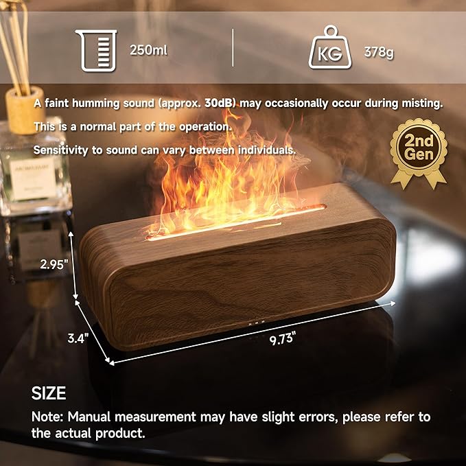 Sound Reactive Flame Air Diffuser Humidifier,7 Colors Aromatherapy Essential Oil Diffuser,Ultrasonic Aroma Humidifier with Timer for Home,Bedroom,Office,Yoga - Bloomnest