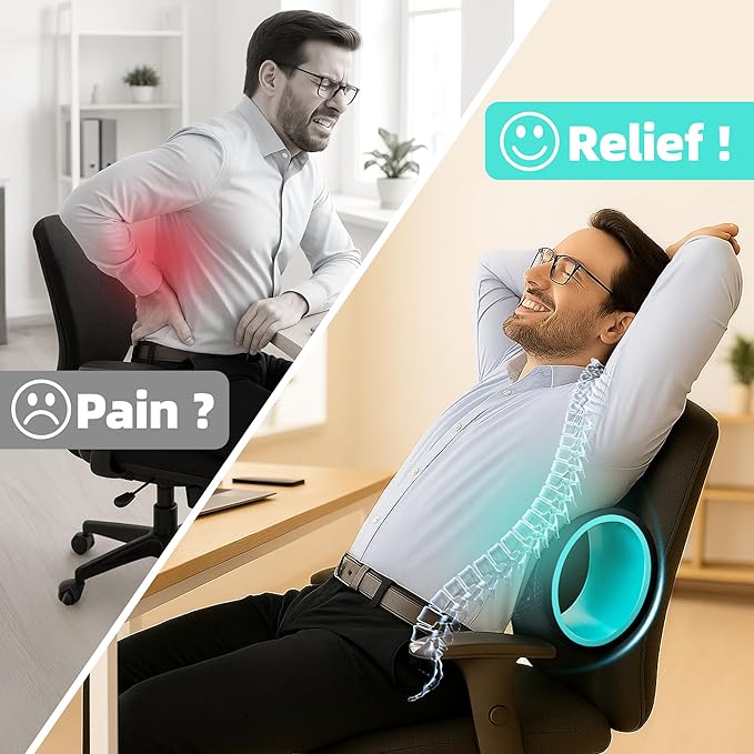 Back Roller Wheel Set of 4 with 2 Yoga Blocks – Foam Back Stretcher for Pain Relief, Spine Cradle Deep Tissue Massage Roller for Stretching & Physical Therapy - Bloomnest
