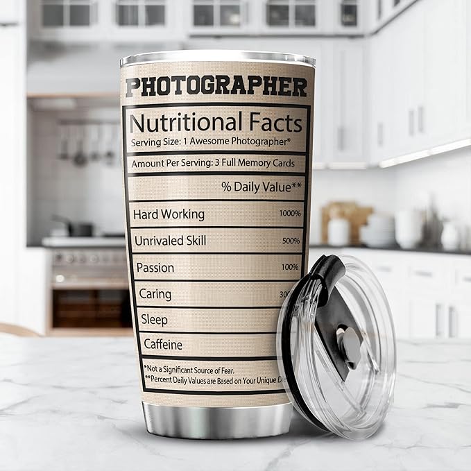 Photographer Nutritional Facts Tumbler I Shoot People And Sometimes Cut Off Their Heads Funny Saying Coffee Cup With Lid 20oz Things For Photographers Camera Photography Gift - Bloomnest