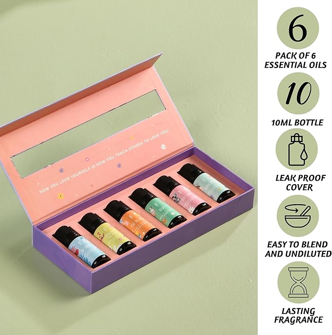 Folkulture Essential Oils for Diffuser | Essential Oils Set of 6 Fragrances | Diffuser Oil Scents for Home | Oils Diffuser Essential Oil | Fragrance Oils for Diffusers - Green Tea, Ocean Salt - Bloomnest