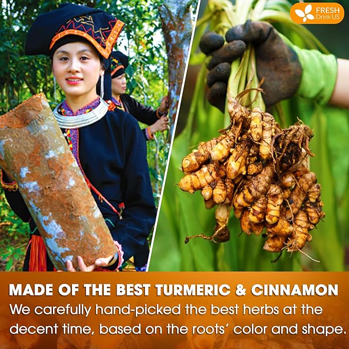 FreshDrinkUS, Premium 135 Turmeric Cinnamon Tea Bags, 100% Natural, Blend of Turmeric, and Cinnamon. Made with Natural Material Tea Bags. No Sugar. No Caffeine. Vegan. - Bloomnest