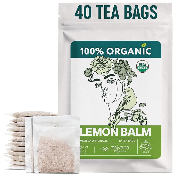 Lemon Balm Tea Organic (40 Tea Bags) - Melissa Tea, Te de Tolonjil – Calming Herbal Infusion for Sleep, Emotional Balance - Bloomnest