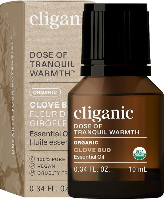Cliganic Organic Clove Bud Essential Oil, 100% Pure Natural for Aromatherapy | Non-GMO Verified (Packaging May Vary) Cliganic
