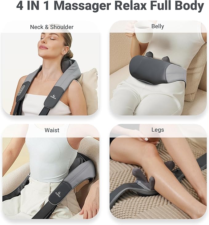 Neck Shoulder Massager with Heat - FSA Eligible, Ideal Gifts for Men Women,4D Expert Deep Tissue Kneading Massager, Rechargeable Massage for Neck, Shoulder,Traps and Back Pain Relief