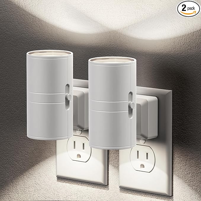 JandCase Night Lights Plug into Wall, Dimmable Night Light Plug in, Modern Night Light Dusk to Dawn Light Sensor, Cool White 5000K, 0-100LM Adjustable Brightness Nightlight for Hallway Bedroom, 2 Pack - Bloomnest