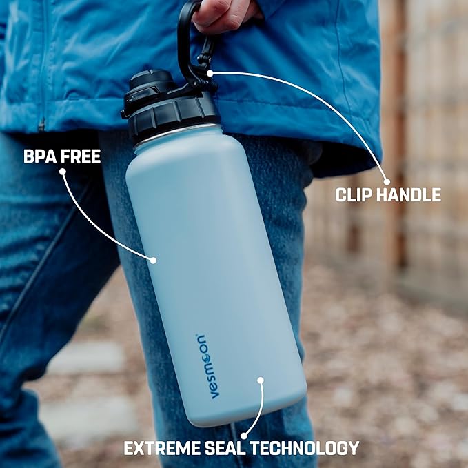 Vesmoon Vessence Tea Infuser Bottle - 24 Oz Insulated Loose Leaf & Fruit Infuser Bottle | Leak Proof with FlowSip Lid