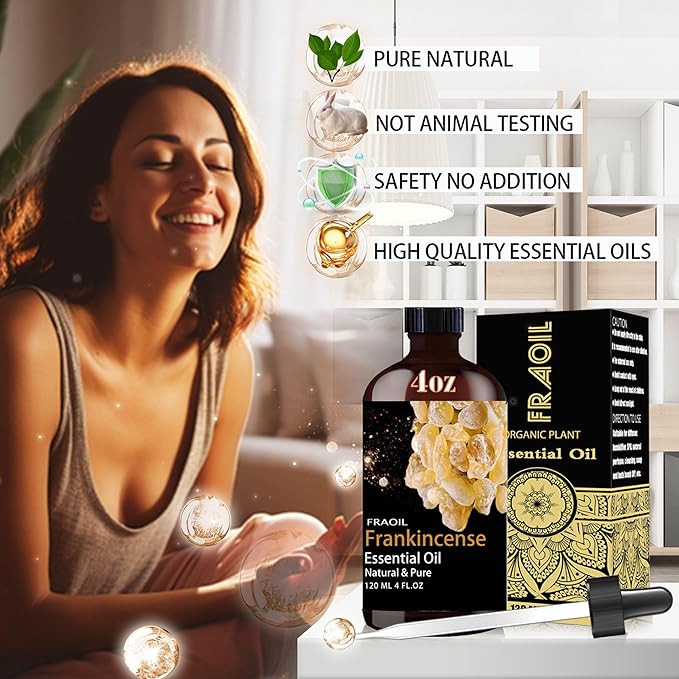 Frankincense Essential Oil, Frankincense Oil 4 Fl Oz 120ML for Diffuser Humidifier Yoga Cleaning DIY Candle Soap Making Perfume Gift for Women Essential Oils - Bloomnest