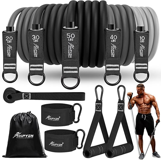 HPYGN Resistance Bands, Exercise Bands for Working Out, Workout Bands Men, Fitness Band with Handle, Door Anchor, Home Gym Equipment for Musle Training, Physical Therapy, Strength Training, Shape Body - Bloomnest
