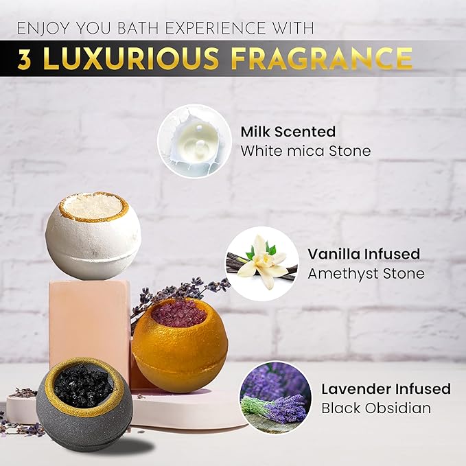 Bath Bombs, 6PC Luxury Gift Set, Girls Gifts, Mothers day Surprise, Valentines Day, Relaxing Kit, Bath Bombs for Women, Organic, Non Toxic, for Sensitive Skin, Natural, Lavender, Essential Oils & Salt - Bloomnest